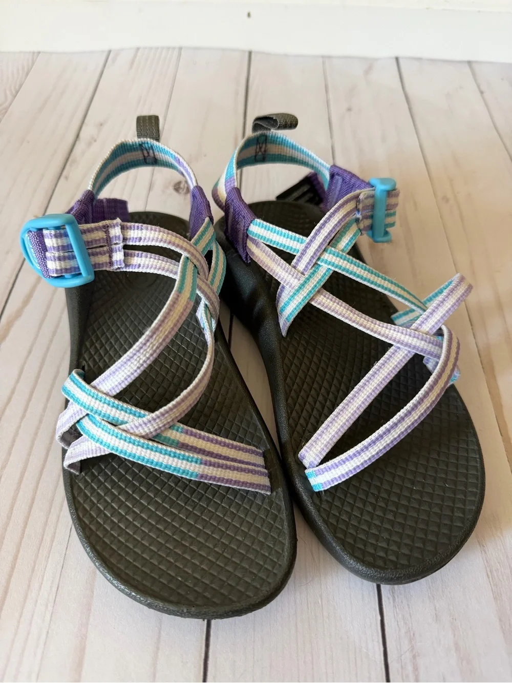 Kids Chaco Strappy Outdoor Sandals in Purple & Blue